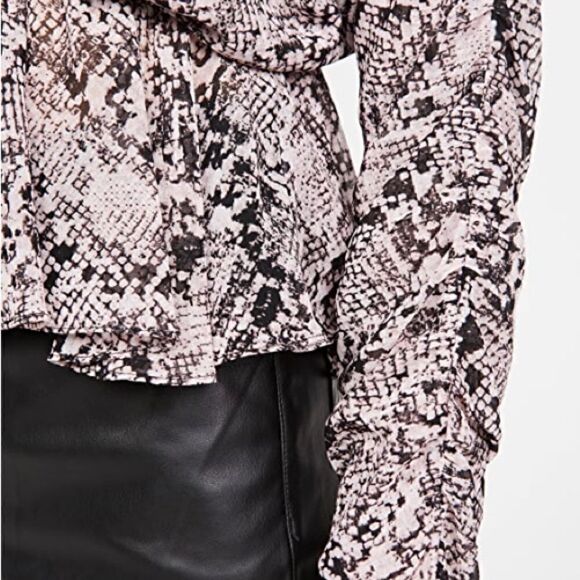MISA NWT Kesara Blouse in Snake Skin Print With Ruched Long Sleeve Size XS. - Picture 6 of 13